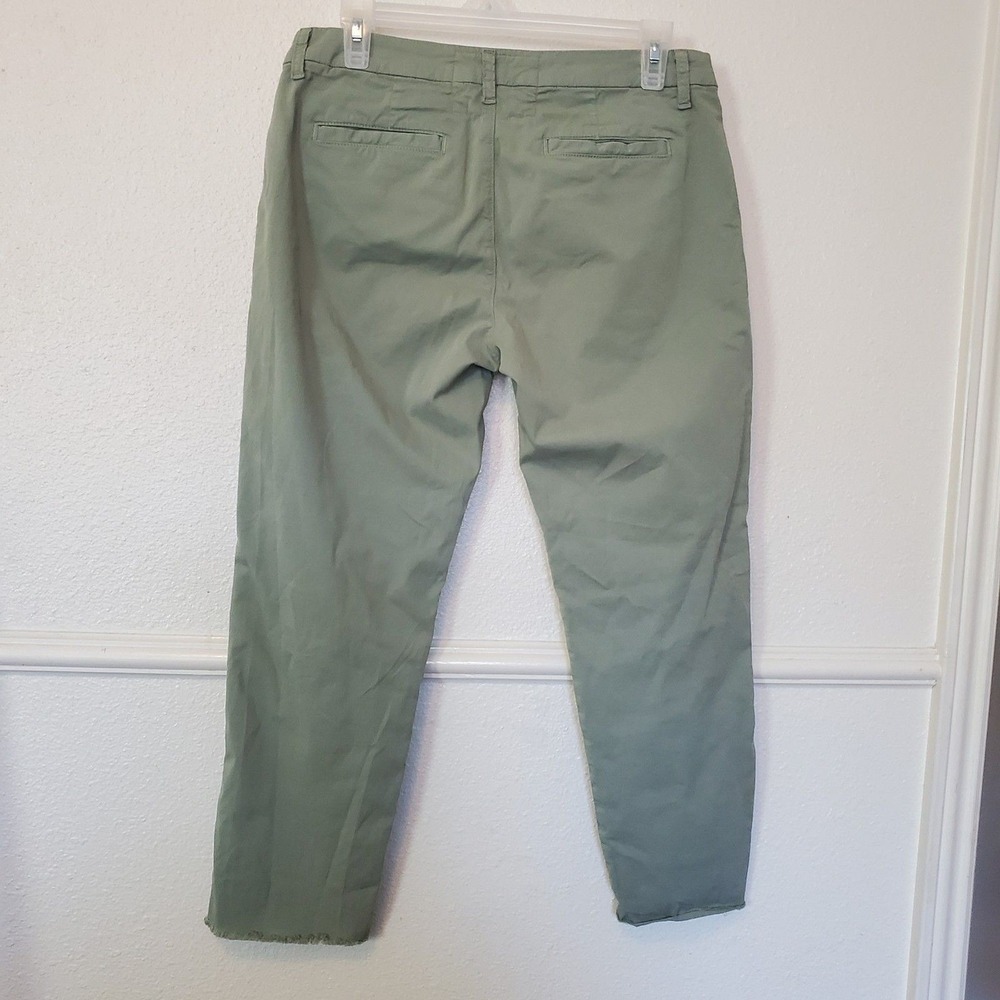 Frank & Eileen Wicklow Italian Cotton Chino Pants Green Size 6 Cropped Raw Hem - Picture 11 of 16